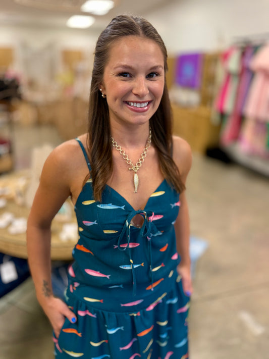 Fin Print Cami in Teal