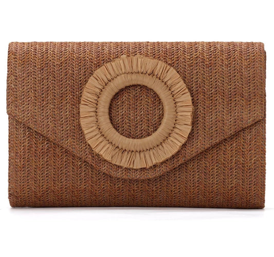 Rattan crossbody clutch Dark