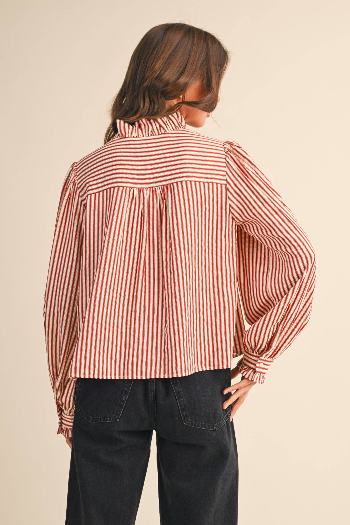 Ruffled and Ruby Button Down