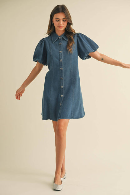 Denim and Bows Mini Dress