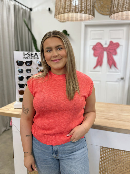 Sunset Red Knit Top