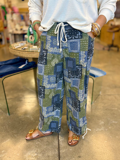 Patchwork Bandana Print Parachute Pants