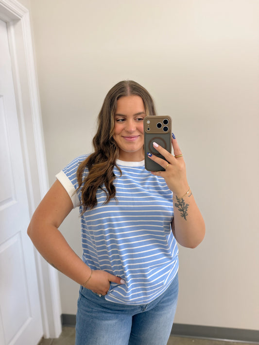 The Solan Tank Sunflower Blue Curvy