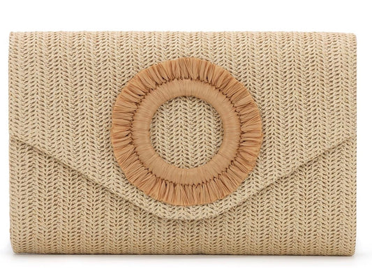 Rattan crossbody clutch light