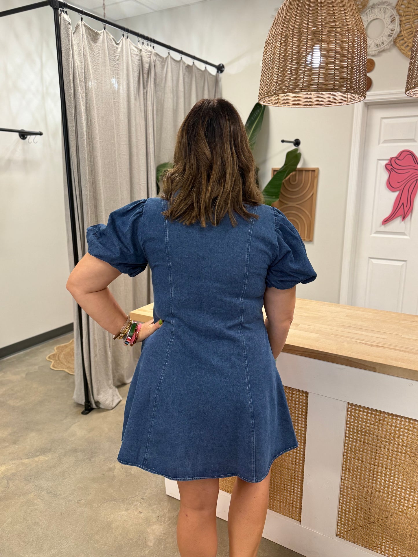 Denim and Bows Mini Dress