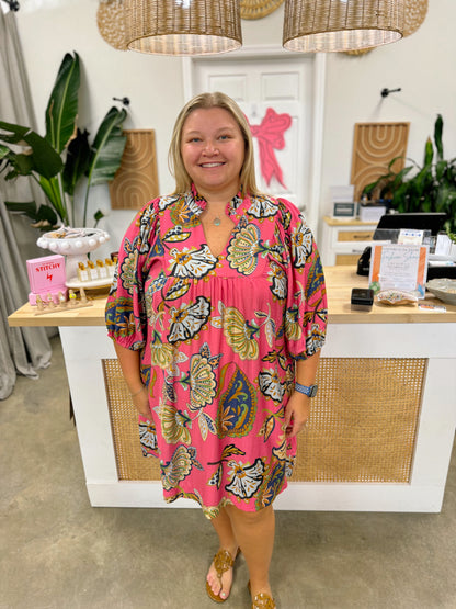 Pink and Paisley Babydoll Dress Curvy