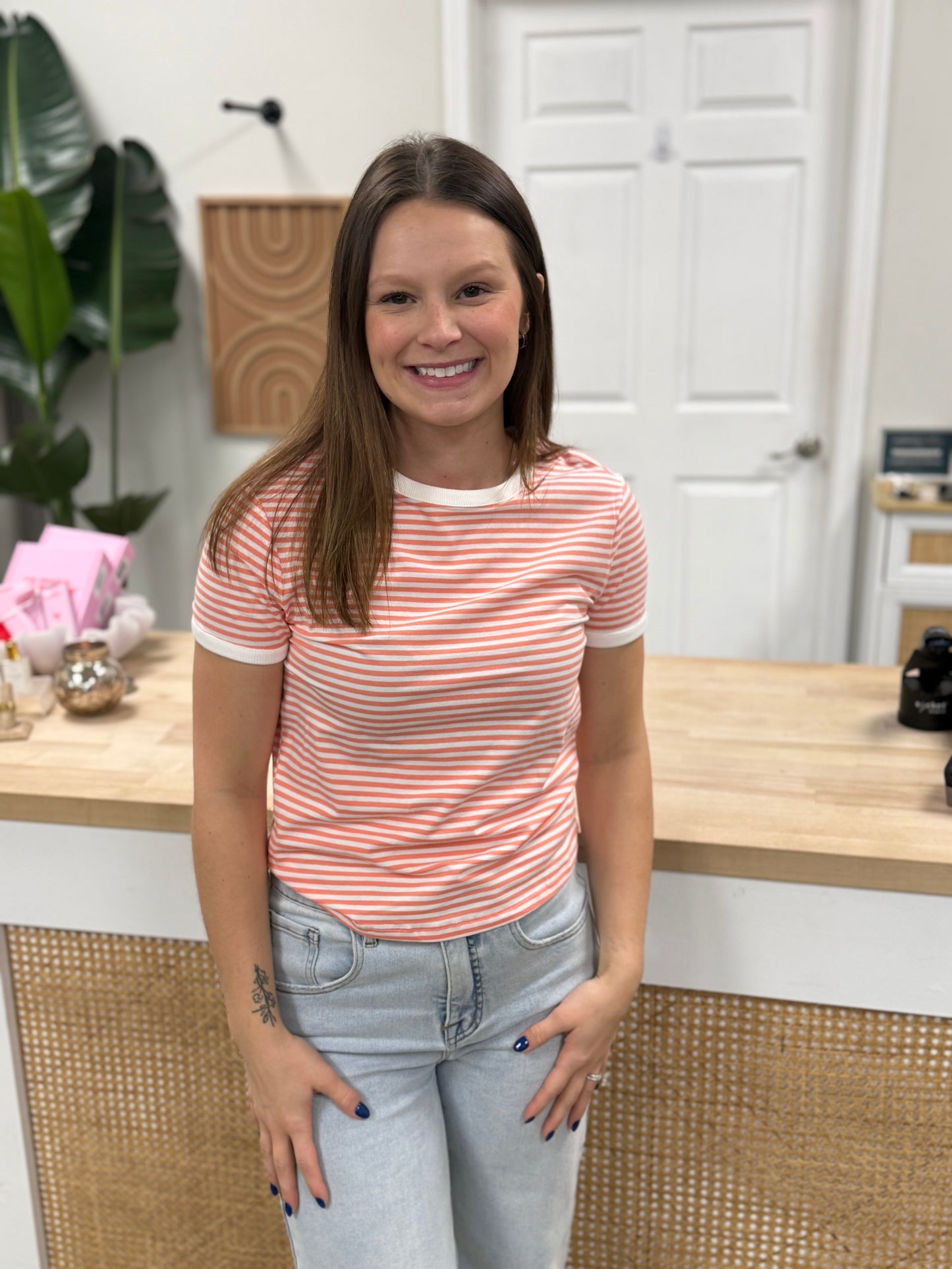 The Candy Stripped T-shirt -Coral