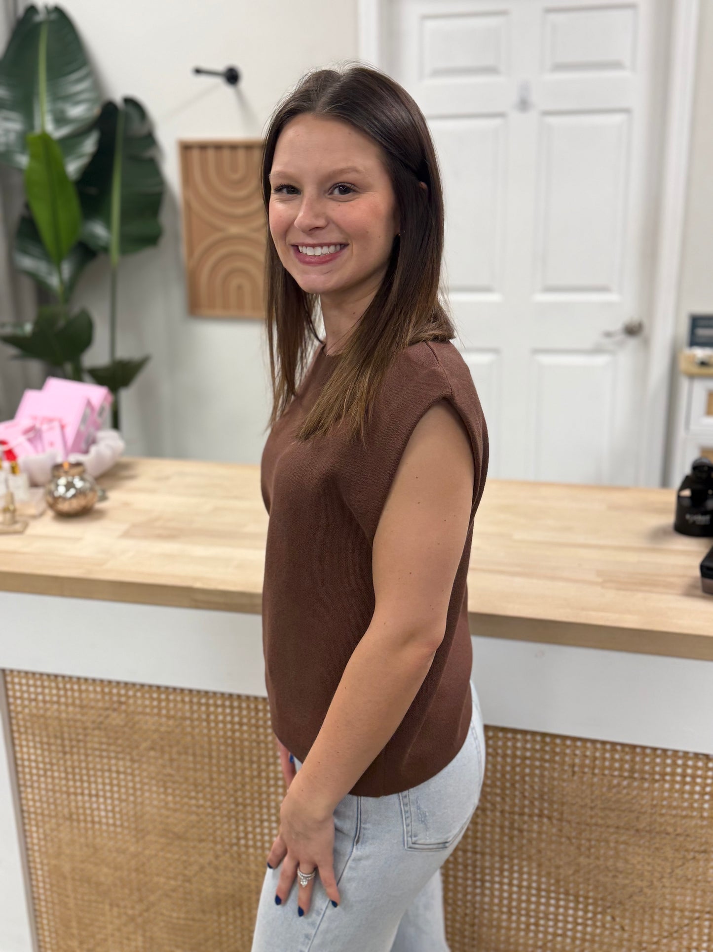 The Sylvie Vest Sky Brown