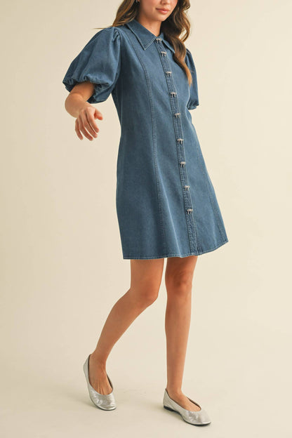 Denim and Bows Mini Dress