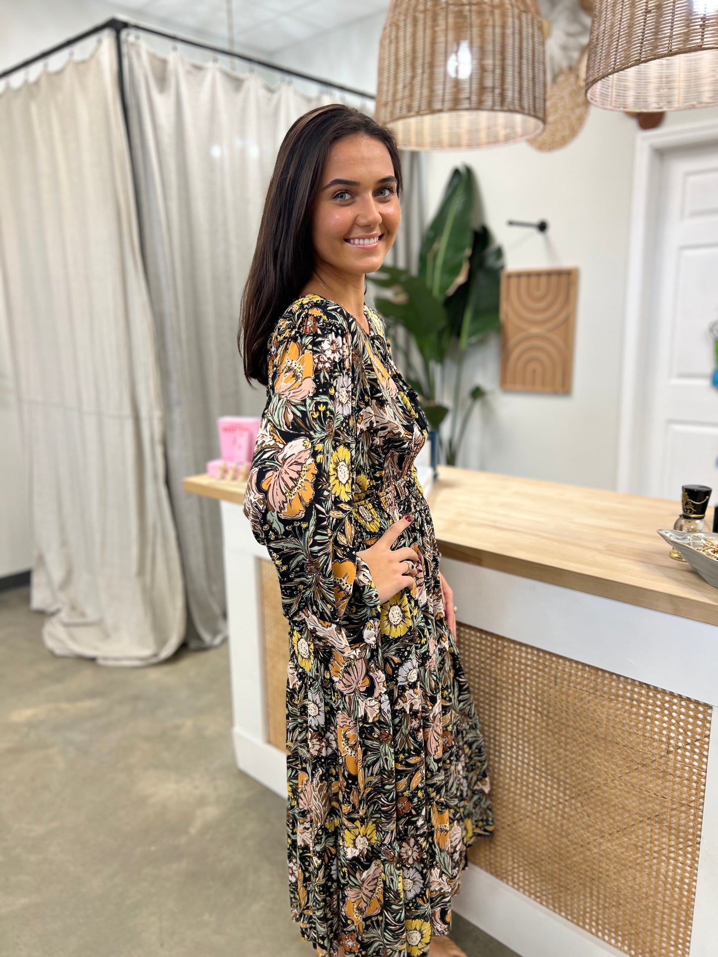 The Bethany Print Floral Midi Dress