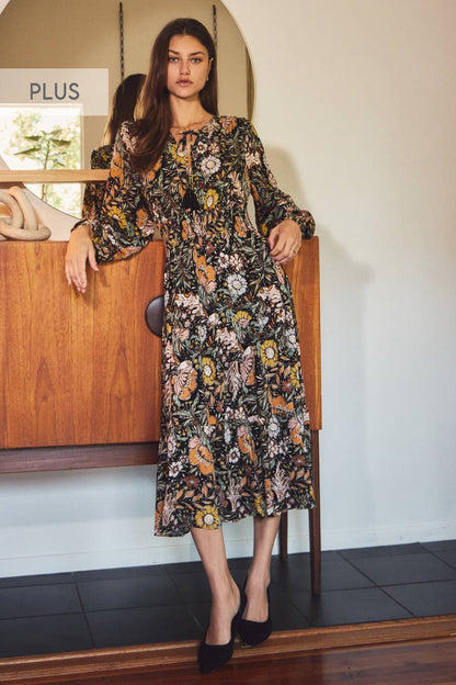 The Bethany Print Floral Midi Dress Curvy