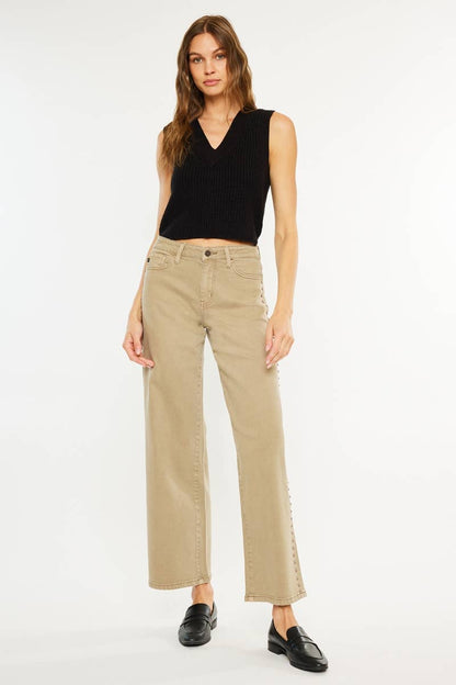 KanCan Stud Mid Rise Wide Leg