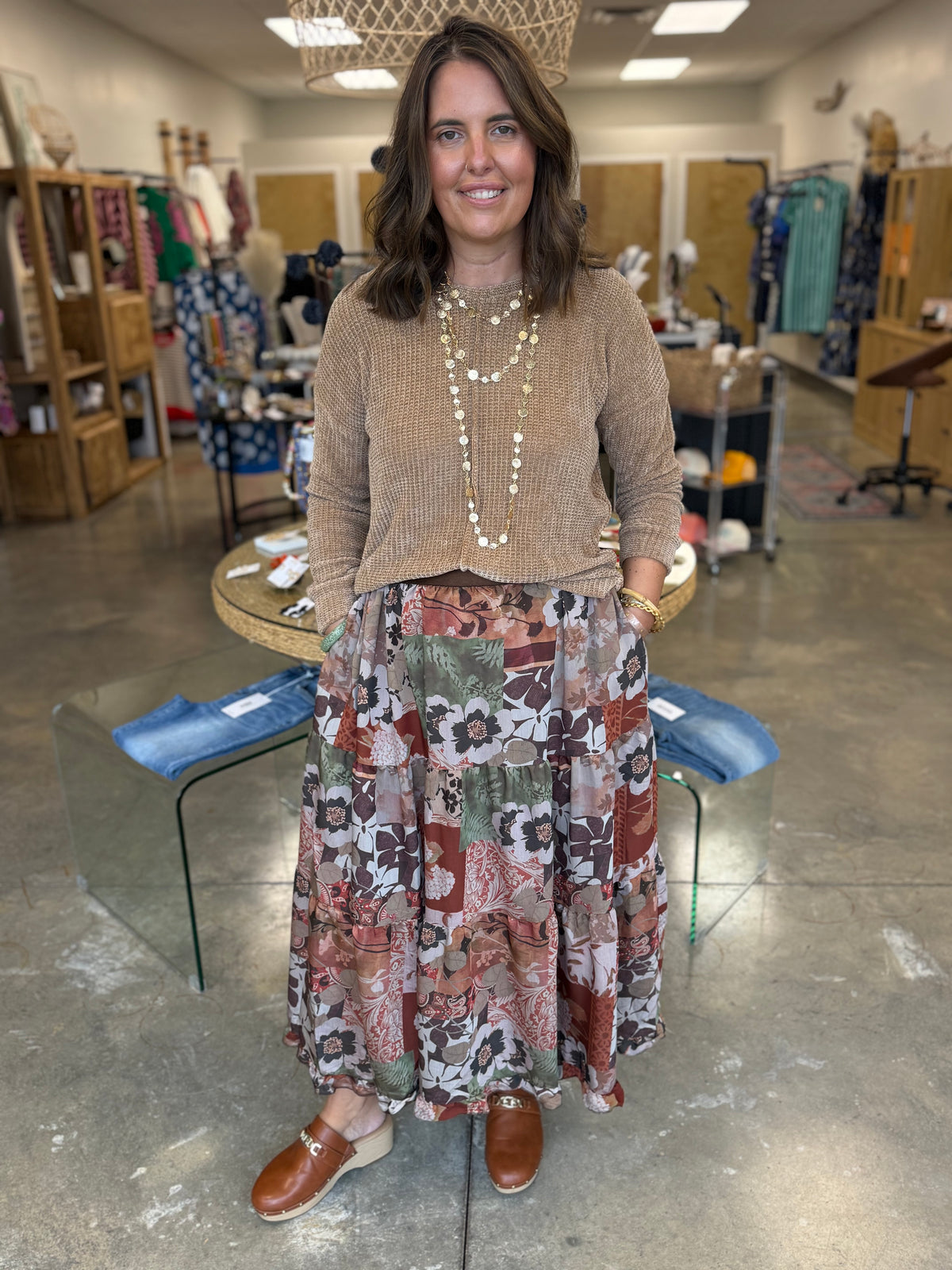 The Molly Chenille Waffle Sweater -Tan