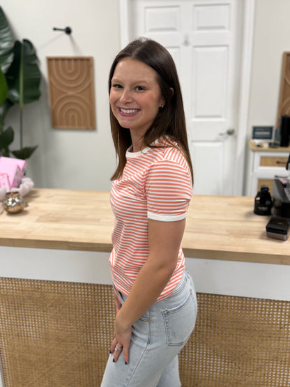 The Candy Stripped T-shirt -Coral