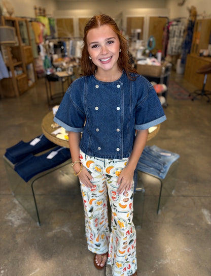 Double Breasted Jean Blouse