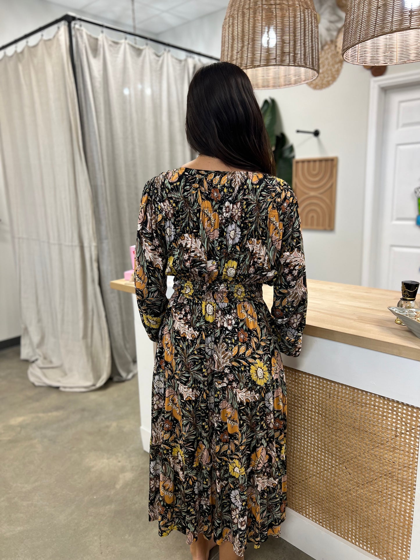The Bethany Print Floral Midi Dress