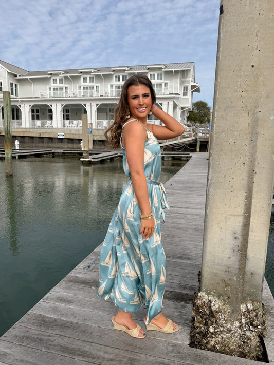 Coastal Reverie Flared Maxi Dress