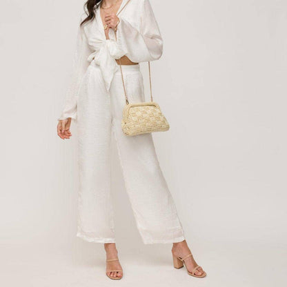 Annie Straw Clutch Bag With Chain Strap