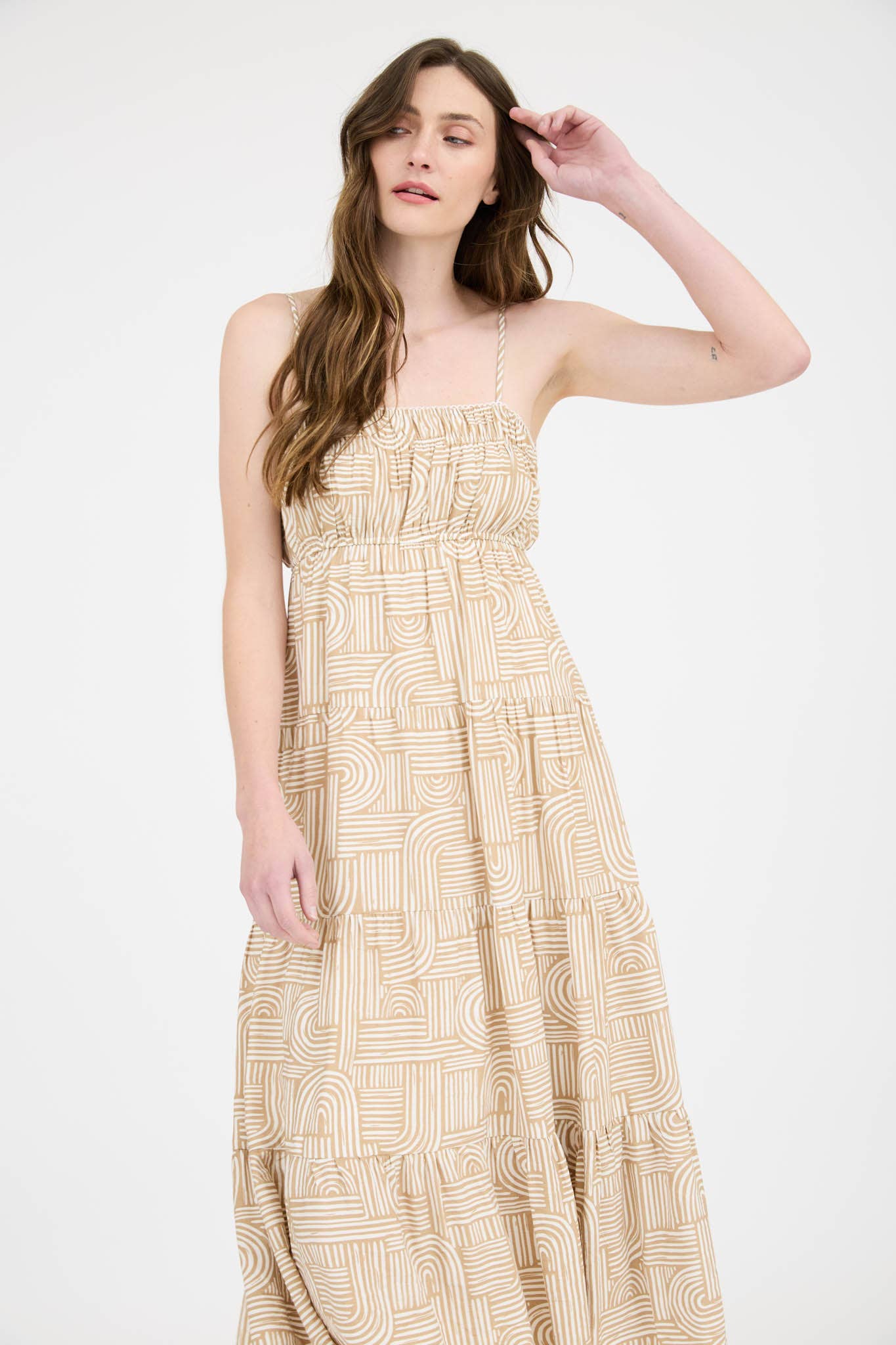 ABSTRACT PRINT MIDI DRESS