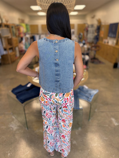 Artistic Floral Jeans