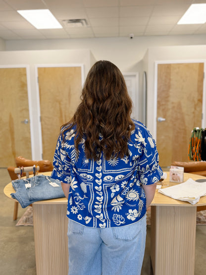 The Santorini Drop Shoulder Top Navy