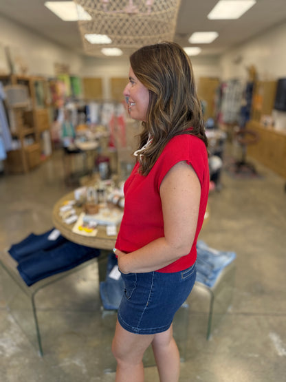 The Bailey Sleeveless Sweater-Ruby
