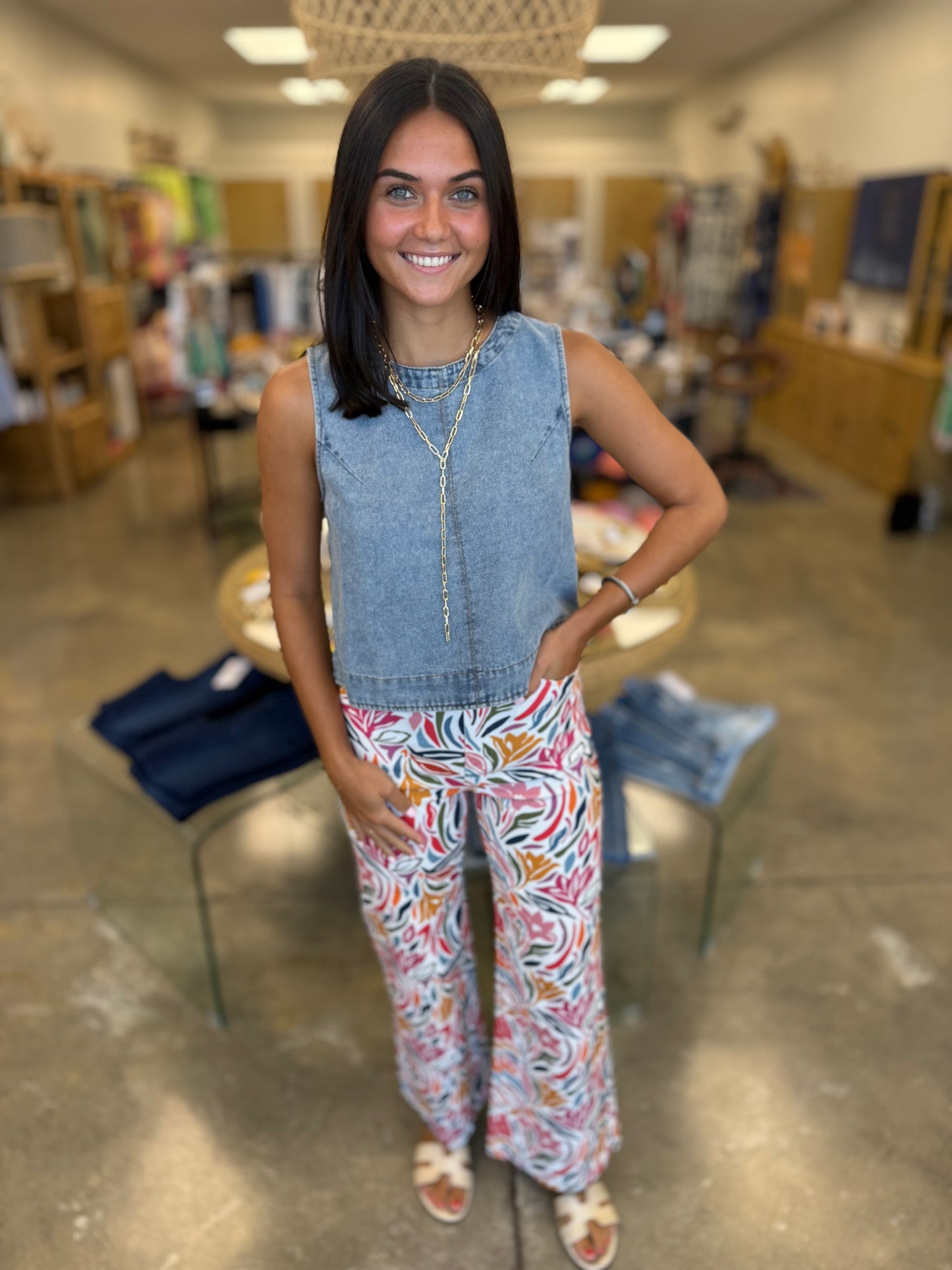 Artistic Floral Jeans