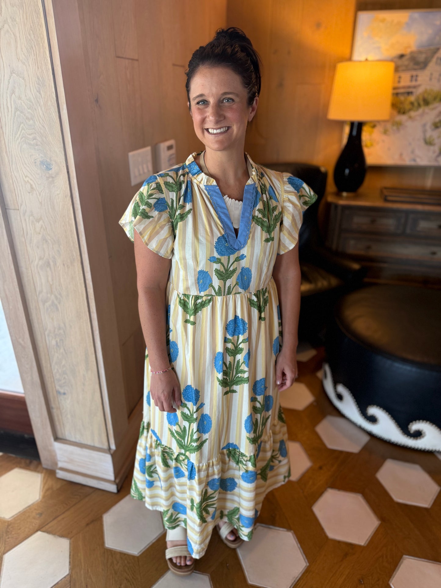 The Laurel Block Print Midi Dress