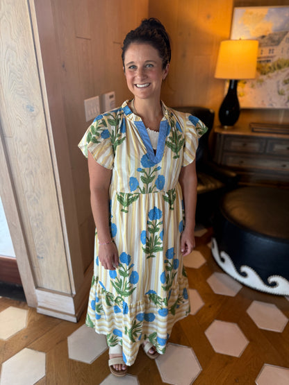 The Laurel Block Print Midi Dress