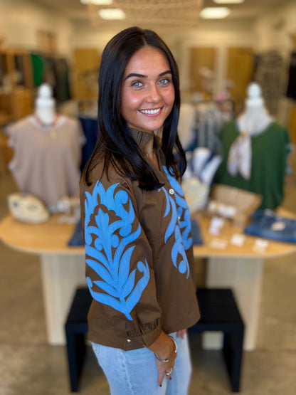 The Wynonna Flare Blouse-Brown