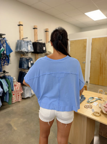 The Boxy Throw On Top-Cornflower Blue