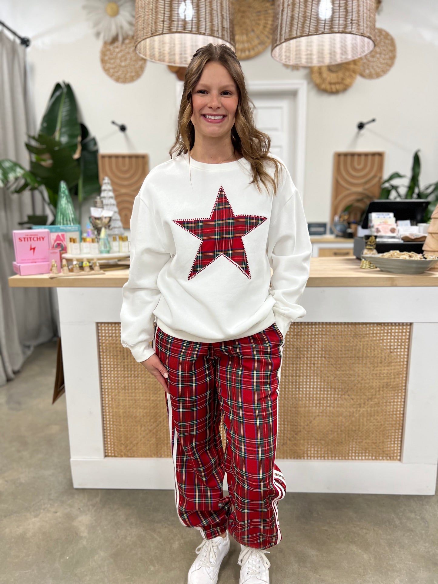 Plaid Holiday Rockstar Sweatshirt