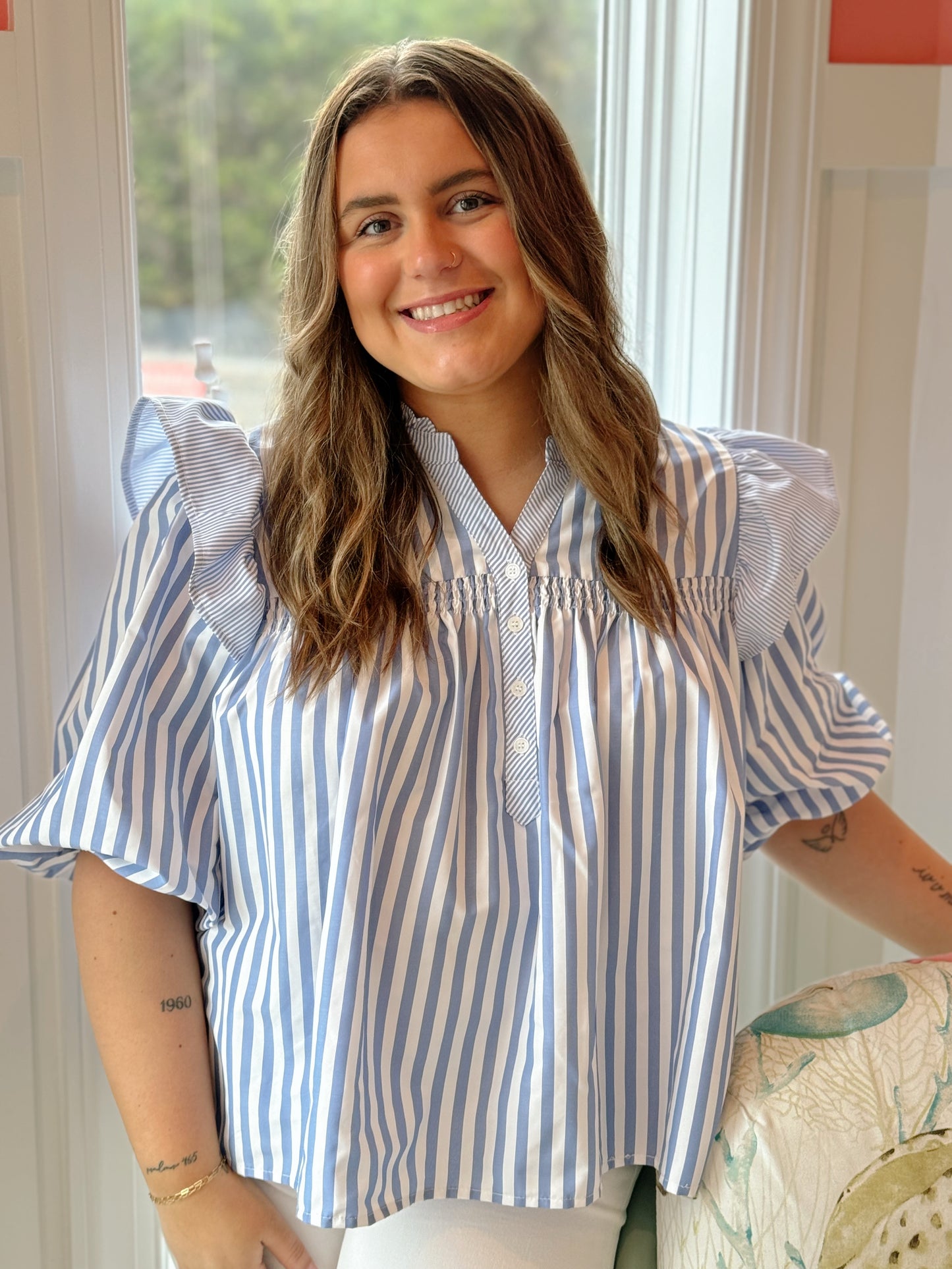 Carolina Blue Smocked Top