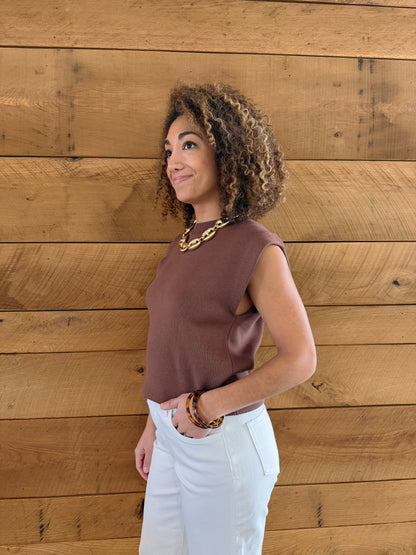 The Sylvie Vest Sky Brown