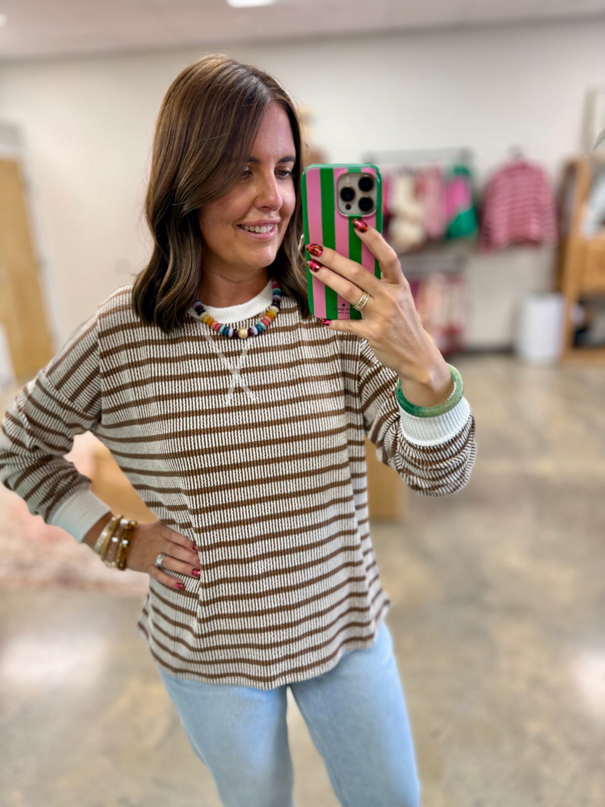 The Sylvia Ribbed Top Brown