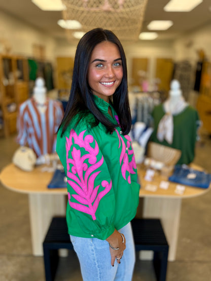 The Wynonna Flare Blouse-Green