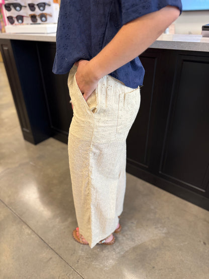 The Floral Eyelet Pants In Sand