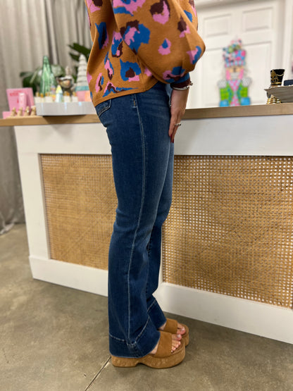 HIGH RISE TROUSER HEM BOOTCUT JEANS