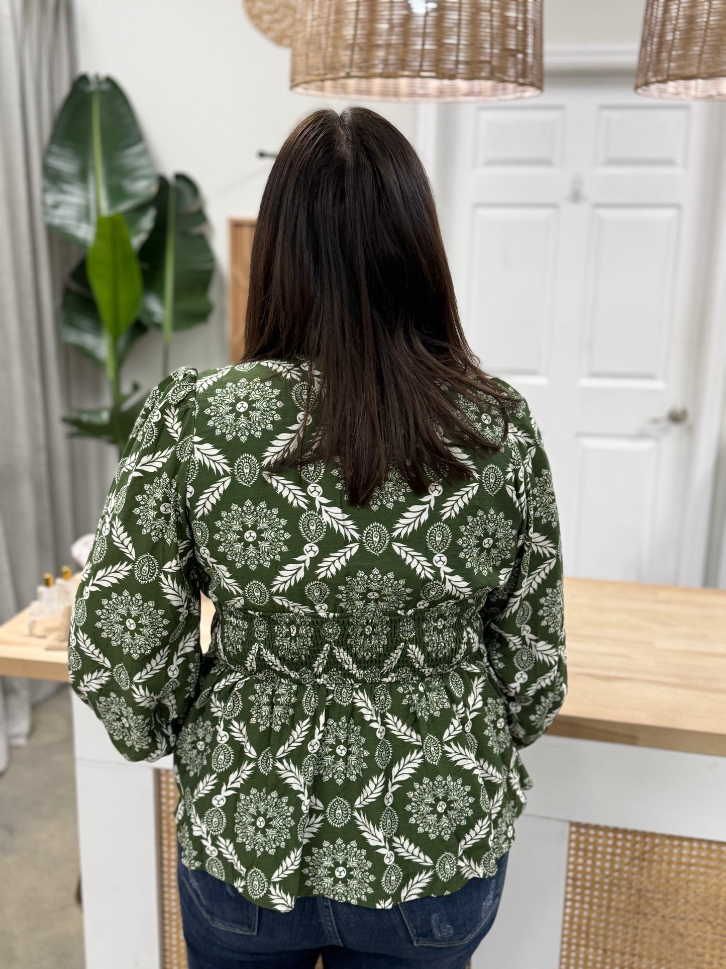 The Cameron Zipper Blouse in Olive