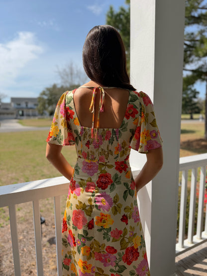 Gift of Love Flutter Sleeve Plunging Maxi Dress