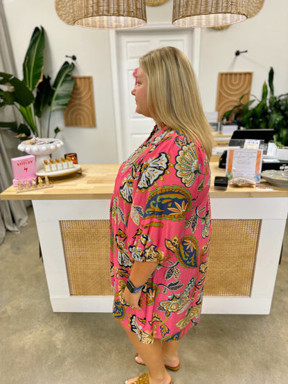 Pink and Paisley Babydoll Dress Curvy