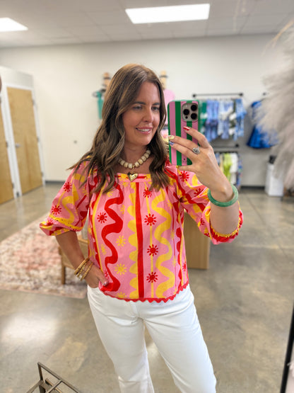 Ride The Wave Print Blouse
