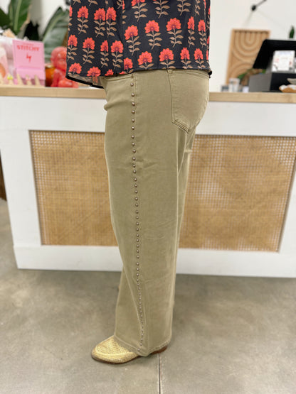KanCan Stud Mid Rise Wide Leg