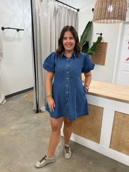 Denim and Bows Mini Dress