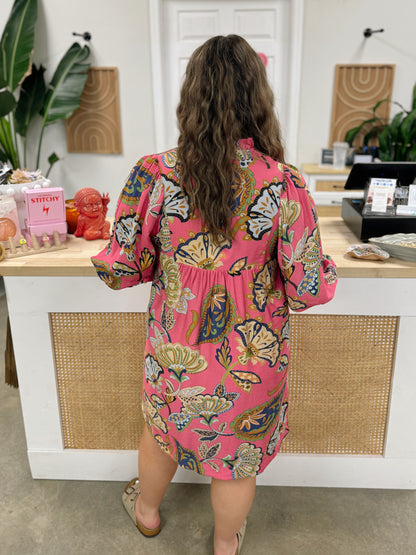 Pink and Paisley Babydoll Dress Curvy