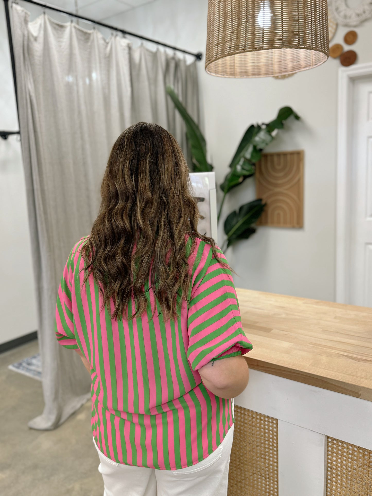 Sloan in Cabana Strips Print Top