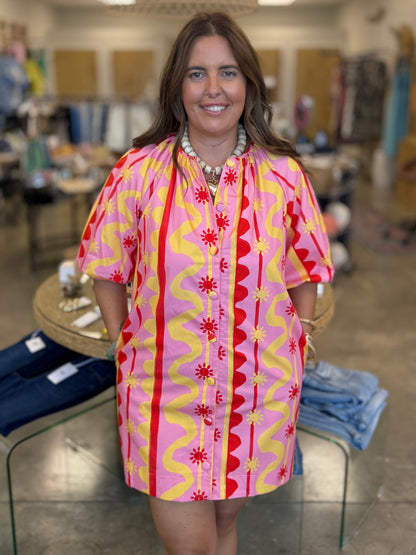 Ride The Wave Print Shift Dress