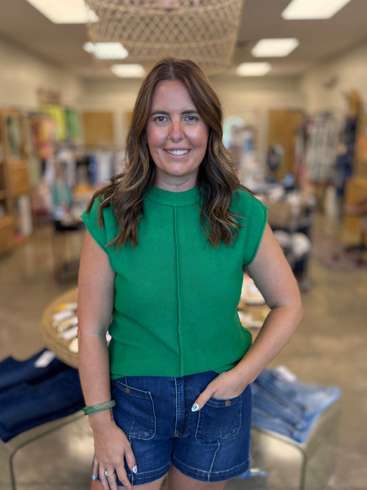 The Bailey Sleeveless Sweater-Green