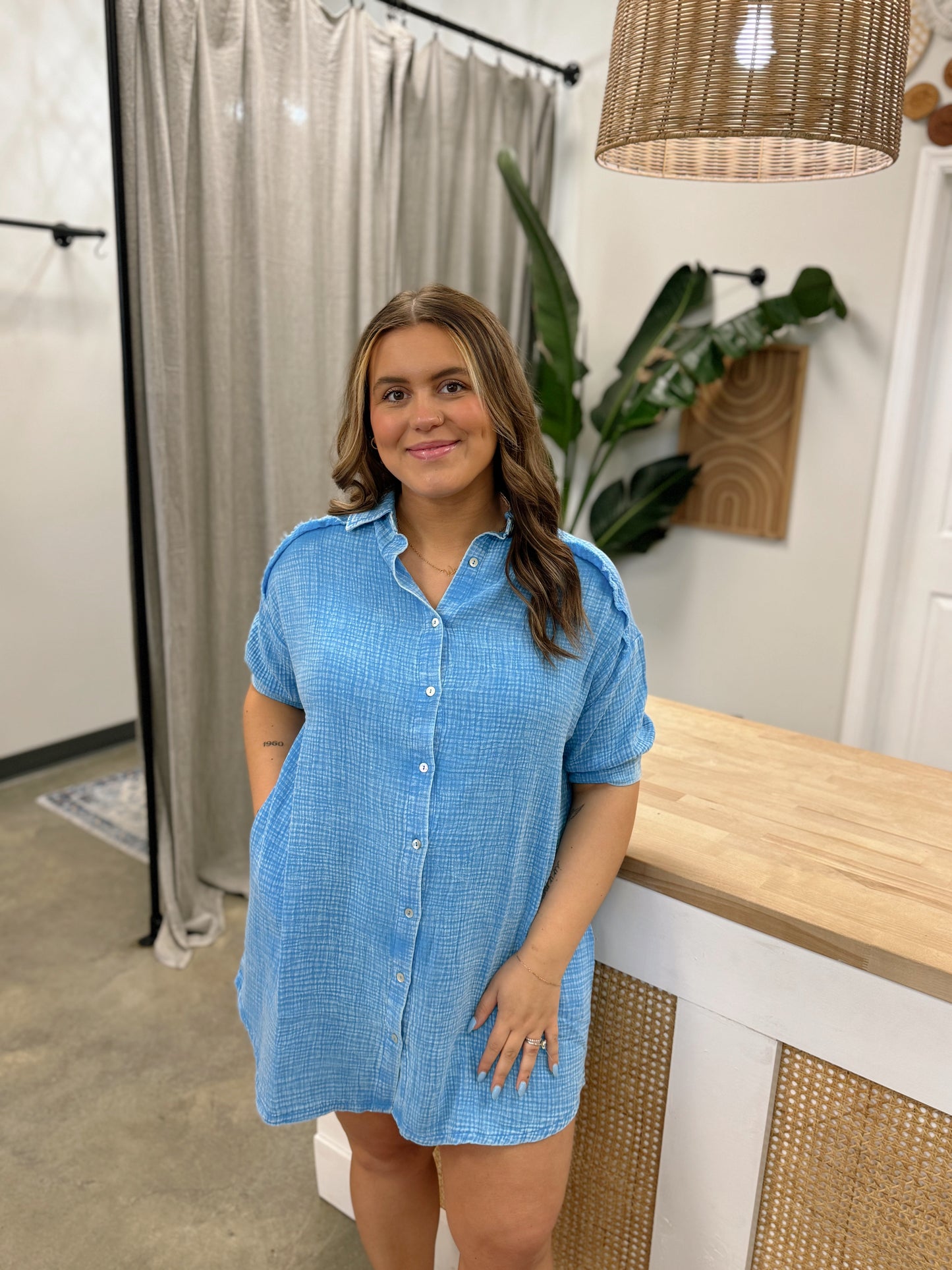 Sitting Dockside Button Down Dress