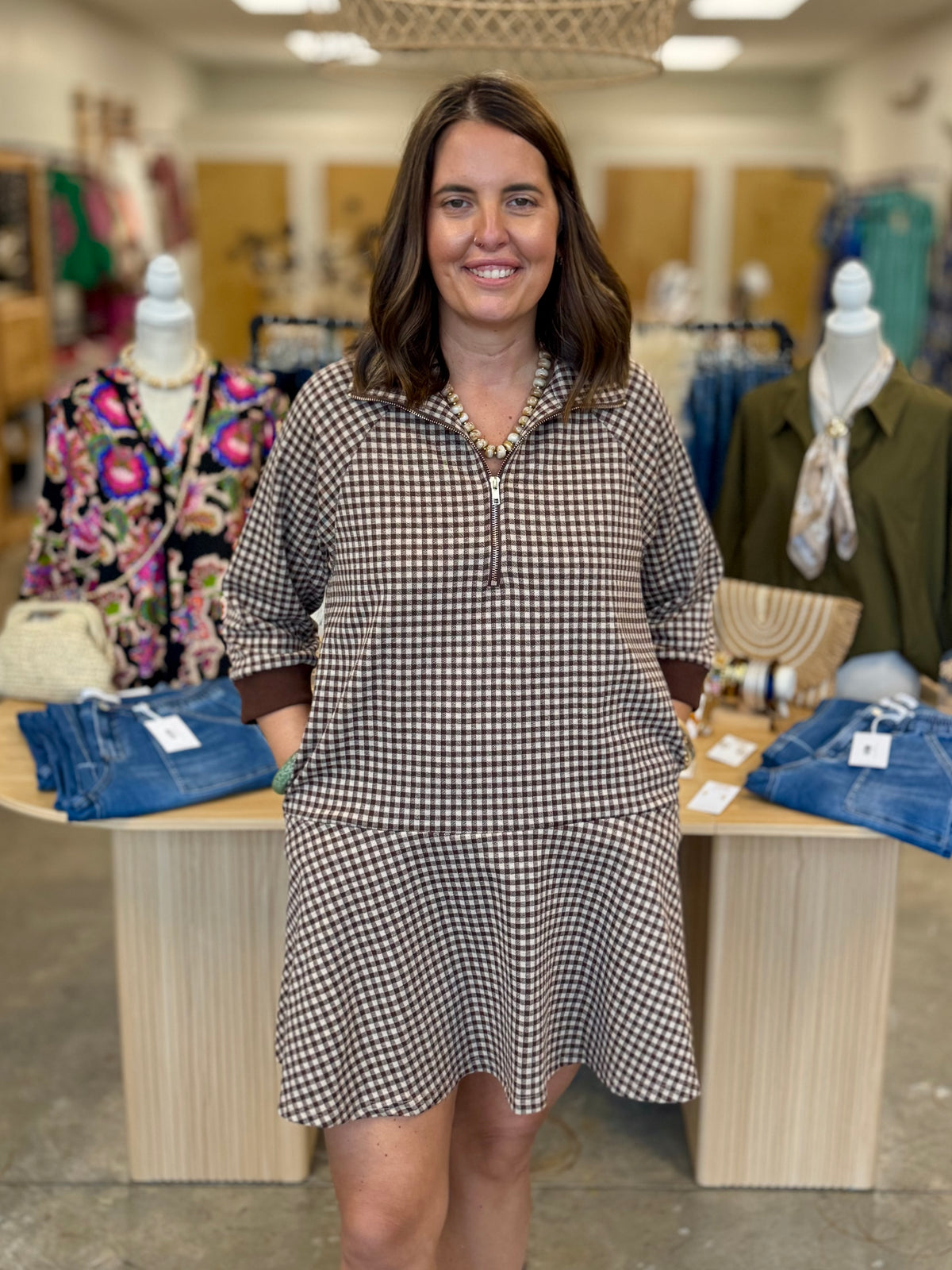 Meadow Picnic Half-Zip Dress